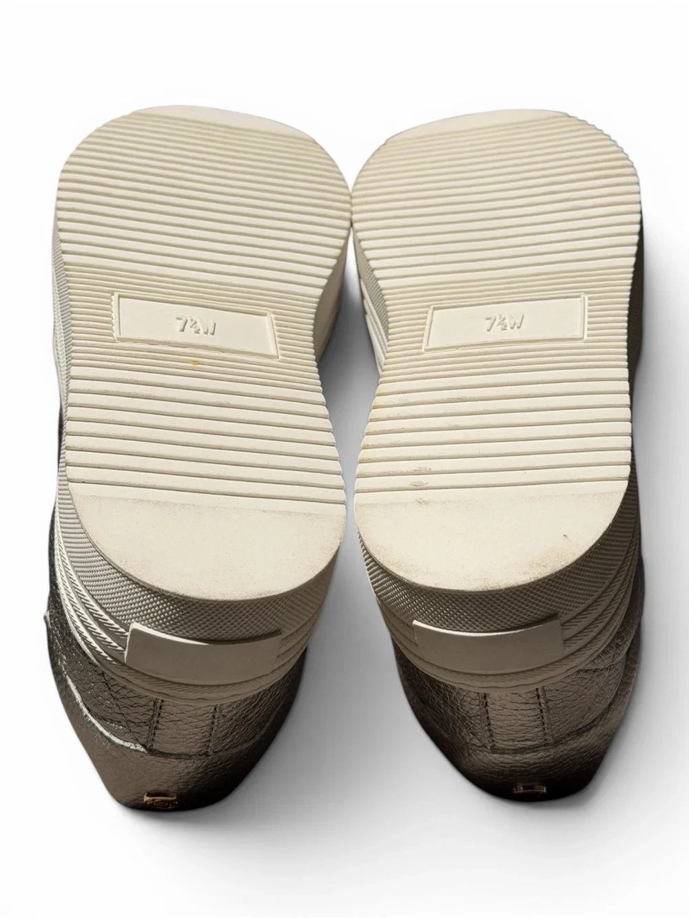 Joy Luxe Genuine Leather Bow Platform Sneakers Orthotic Slip On Pewter‎ 7.5W